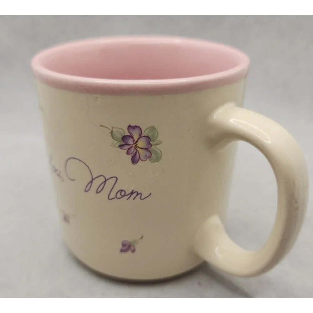 Vintage 1987 I‎ Love You Mom Coffee Cup Mug Lefton China Handpainted MS